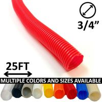 Electriduct 3/4" Split Wire Loom Tubing Polyethylene Flexible Conduit (0.75 Inch ID) - Red - 25 Feet