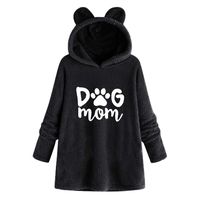 BALABA◕｡ Women's Fleece Pullovers Hoodie Cute Teddy Ear Sweatshirt, Fuzzy Bear Ear Print Embroidery Plush Pullover