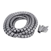 uxcell 20mm Flexible Cable Organizer Spiral Tube Cable Wire Wrap Computer Manage Cord Gray 5M with Clip