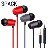 YNR A14 Headphones Earphones Earbuds Earphones, Noise Islating, High Definition, Stereo for Samsung, iPhone,iPad, iPod and Mp3 Players（Black, Red,Gray (Black+Red+Gray 3 Pairs)