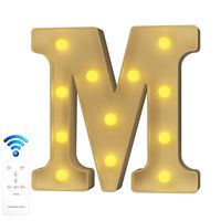 YOUZONE Newly Upgrade LED Letter Lights Marquee Alphabet Light Up Letters with Remote Control Timer Dimmable Battery Powered for Events Wedding Party Birthday Home Bar Decoration (RC-M)