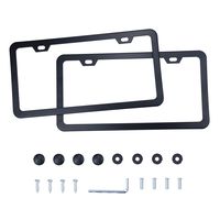 LivTee Black Aluminum License Frames, 2 PCS Car Licence Plate Covers Slim Design with Black Bolts Washer Caps for US Vehicles