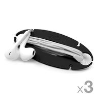 Wrap-It Storage Tangle-Free Cord Wrap - Black (3 Pack) - Earbud Holder, Headphone Cord Wrap, Ear Buds Wrap, Cord Manager, Ear Phone Holder, Headset Cable Winder, Earbuds Organizer
