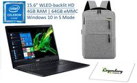 2020 Acer Aspire 1 15 15.6 Inch HD Laptop, Intel Celeron Dual-Core N4000, 4GB DDR4 RAM, 64GB eMMC, HDMI, RJ-45, WiFi, Windows 10 in S Mode, W/ Legendary Computer Backpack & Mouse Pad Bundle