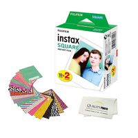 Fujifilm Instax Square Instant Film and Stickers for The Fujifilm instax Square Instant Camera + Quality Photo Microfiber Cloth. 20 Films