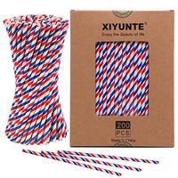 XIYUNTE 200pcs Striped Paper Straws Biodegradable, Natural, Environmentally Friendly, Triple Layer Technology Disposable Drinking Straws for Everyday, Parties