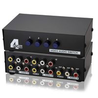 Metal Case Mechanical 4-way AV Switch CVBS RCA Splitter 4 Port Switch Adapter 4 In 1 Out Composite L/R Audio Video Switcher Selector BOX for DVD STB Game Consoles