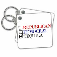 3dRose Republican Democrat Tequila - Key Chains, 2.25" x 2.25", Set of 2 (kc_253750_1)