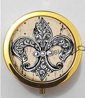 BlackKey Fleur De Lis 3-Compartment Decorative Pocket Gift Box Case Organizer for Pill, Color 2-31