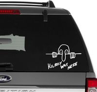 Kilroy Was Here Construction Vinyl Decal Sticker For Wall Decor, Windows, Laptop, Car, Truck, Motorcycle, Vehicles (Size-6 inch/15 cm Wide) - (Gloss BLACK Color)