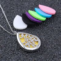 Aromatherapy Essential Oil Diffuser Necklace, Stainless Steel Locket Pendant with 24" Beads Chain and 6 Color Felt Pads,Present Gift for Your Lover(1 pcs)