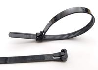 Superun 8 inch releasable cable tie (Reusable zip tie) pack of 100 black