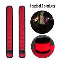 2-pcs LED Bracelets Light Up Wristbands Glow Armbands Safety Gear Wrist Bands for Women Men Kids Adults Night Running Camping Walking with 8 Extra Button Battery (red)