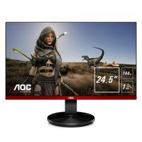 AOC G2590FX 25" Framless Gaming Monitor, FHD 1920x1080, 1ms, 144Hz, G-SYNC Compatible+AdaptiveSync, 96% sRGB, DisplayPort/HDMI/VGA, VESA, 25 inch, Black / Red