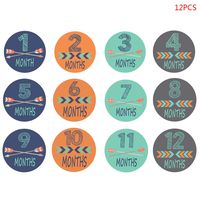 Stebcece 12 Pcs/Set 1-12 Month Sticker Baby Photography Milestone Memorial Monthly Newborn Kids Commemorative Card Number Photo Props