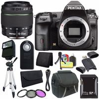 Pentax K-3 II DSLR Camera (Body Only) + SMC DA 18-55mm f/3.5-5.6 AL + 64GB SDXC Card + UV Filter + Case + Tripod + Wireless Remote + Card Wallet Saver Bundle