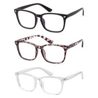 Blue Light Blocking Glasses Square Nerd Eyeglasses Frame Anti Blue Ray Computer Game Reading Glasses ((3 pack) Glossy Black+Tortoise+Clear)
