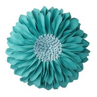JWH Handmade 3D Flowers Accent Pillow Round Sunflower Cushion Decorative Pillowcase Pillow Insert Home Sofa Bed Living Room Decor Gift 12 Inch / 30 cm Cotton Canvas Wool Solid Suede Teal Blue