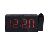 K Kwokker Projection Alarm Ceiling Wall Clock,6.5 inch Ultra LED Desk/Shelf Clock with Dimmer, USB Charging, AC Powered and Battery Backup for Bedroom, Kitchen, Kids