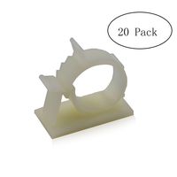 Cable Clips, GLE2016 Self-Adhesive Wire Holder Cable Organizer Cord Management Clamps with Adjustable Backed 20 Pack White (X-Large)