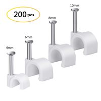 Cable Wire Clips 4mm 6mm 8mm 10mm (Pack of 200) Cable Management RG6 RG59 CAT5 CAT6 RJ45 Electrical Ethernet Dish TV Speaker Wire Cord Tie Holder Single Coaxial Nail Clamps