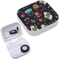 Portable Contact Lens Case Box Travel Kit Mirror + Bottle + Tweezers Container Holder [ Merry Christmas Cute ]