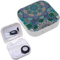 Portable Contact Lens Case Box Travel Kit Mirror + Bottle + Tweezers Container Holder [ Round ]