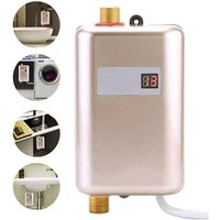 KJRJH Mini Instant Water Heater Electric Under Sink, 110V-240V 3800W Mini Tankless Instant Hot Water System for Bathroom Kitchen, Leakage Protection (Color : Gold)