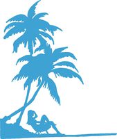 hBARSCI Tropical Beach Vacation Vinyl Decal - 5 Inches - for Cars, Trucks, Windows, Laptops, Tablets, Outdoor-Grade 2.5mil Thick Vinyl - Sky Blue