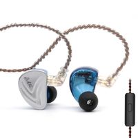 Linsoul KZ AS16 8BA Balanced Armatures in-Ear HiFi Metal Earphones with Aluminum Alloy Faceplate Resin Cavity, 0.75mm 2 Pin Detachable Cable (with mic, Blue)
