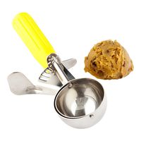 #20 (2 oz) Disher, Scoop, Food Scoop, Ice Cream Scoop, Portion Control - Yellow Handle, Stainless Steel, Met Lux - 1ct Box - Restaurantware