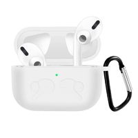 QIENGO Compatible for Airpods Pro Silicone Case Cover with Keychain, Visible Front LED, Scratch-Proof & Shockproof Protective Cover Compatible for Airpods Pro/Airpods 3 (White)