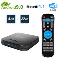 Sawpy KM9 Android 9.0 tv Box 4GB RAM LPDDR4 + 32GB ROM Smart Network Set Top Box 2.4GHz/5GHz WiFi 4.1 Bluetooth 4K Smart TV Box Quad core ARM Cortex-A53 CPU