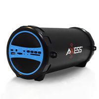 AXESS SPBT1031BL Portable Bluetooth Indoor/Outdoor 2.1 Hi-Fi Cylinder Loud Speaker with Built-In 3" Sub and SD Card, USB, AUX Inputs in Blue