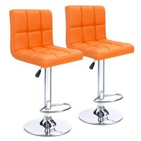 Homall Modern PU Leather Adjustable Swivel Barstools, Armless Hydraulic Kitchen Counter Bar Stools Synthetic Leather Extra Height Square Island Bar Stool with Back Set of 2 (Orange)