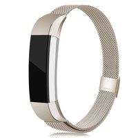 LNOOIU Bands Compatible with Fitbit Alta, Replacement for Alta HR Stainless Steel Bands Adjustable Accessory Wristband for Alta Bracelet Women Men Girls Boys (Champagne Gold Large)