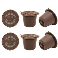 Refillable Coffee Capsules Pods Reusable Coffee Filter Compatible for Nespresso Machines with Coffee Spoon brush (6, Coffee)