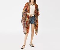 MOM Summer new women's printed cardigan jacket sun blouse beach wear women,red,Average code