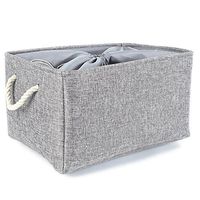TheWarmHome Large Fabric Foldable Linen Storage Bins for Home,Grey (20.5×15.7×13.8 inch)