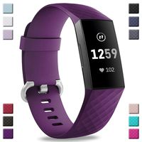 Hamile Bands Compatible with Fitbit Charge 3, Waterproof Replacement Watch Strap Fitness Sport Band Wristband for Fitbit Charge 3, Small, Plum
