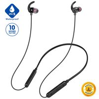 [2019 Upgraded] Bluetooth Headphones Neckband, Premium 10hrs Wireless Sports Headphones for Workout Gym Running, Junesh IPX5 Waterproof Headphones w/Mic, Magnetic Earphones Earbuds for Android iOS