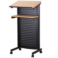 Yaheetech Mobile Lectern Podium Rolling Standing up Desk for Reading - LapTop Stand w/Tilted Top Board & Edge Stopper (Renewed)