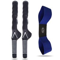 FINGER TEN Golf Swing Grip Trainers Practice Tool Aid Value 2 Pack, Quality Standard Training for Right Left Hand Golfer Set (Left-Handed Golfer +Swing Arm Band)