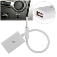 Distinct White 3.5mm Male Audio Jack to USB 2.0 Female Converter Adapter Cable