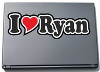 INDIGOS UG - I Love Heart Decal Sticker Laptopskin 210 mm - Ich Liebe - I Love Ryan - Laptop Netbook Computer - Sticker with Name of Man Woman Child
