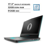 Dell Alienware 17 17.3-Inch FHD 1080P Gaming Laptop, Intel 6-Core i7-8750H up to 4.1GHz, NVIDIA GTX 1070 8GB, 32GB DDR4 RAM, 512GB SSD, USB-C, HDMI, WiFi, Backlit KB, Win 10, Silver