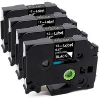 Compatible with Brother P-Touch Label Tape White on Black, TZe-335 TZ-335 12mm 0.47 Inch Laminated Tapes for PTH110 PTD210 PTD400 PTD600 PTP700 PT2030 Label Makers, 26.2 Feet 8 M, 4-Pack