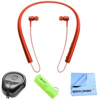 Sony MDR-EX750 h.Ear in Wireless in-Ear Bluetooth Headphones w/NFC - Cinnabar Red (MDREX750BT/R) with HardBody Sized Headphone Case, 2600mAh Portable Keychain Power Bank & Cleaning Cloth