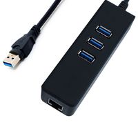 BSR International 3 Ports 3.0 USB Hub to Rj45 10/100/1000 Gigabit Ethernet Converter LAN Network Adapter for Laptop and Desktop Computers with Win 7 8