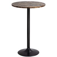Furmax Bistro Pub Table Round Bar Height Cocktail Table Metal Base MDF Top Obsidian Table with Black Leg 23.8-Inch Top, 39.5-Inch Height (Faux Marble)